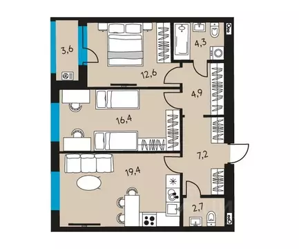 3-к кв. Пермский край, Пермь ул. Пушкина, 91 (69.3 м)