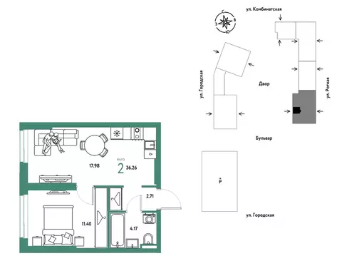 2-к кв. Свердловская область, Екатеринбург муниципальное образование, ...