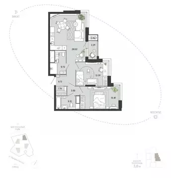 2-к кв. Тульская область, Тула ул. Фридриха Энгельса, 74 (82.06 м)