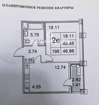 1-к кв. Санкт-Петербург ул. Челюскина, 6 (46.0 м)