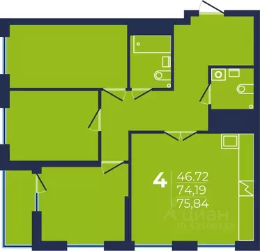 4-к кв. Башкортостан, Уфа ул. Майора Доставалова, 1 (75.84 м)
