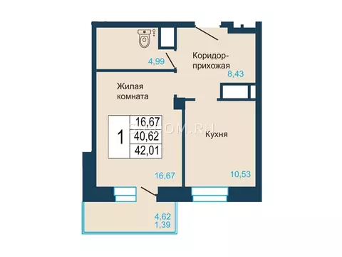 1-комнатная квартира: Красноярск, микрорайон Северный, Светлогорский ...