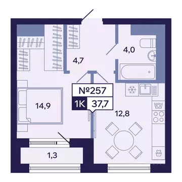 1-к кв. Саха (Якутия), Якутск ул. Новопортовская, 1А/1 (37.7 м)