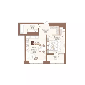 1-к кв. Тульская область, Тула Кулик жилой комплекс (40.51 м)