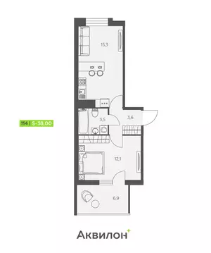 1-комнатная квартира: Заневское городское поселение, Кудрово, ...
