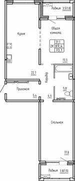 2-к кв. Новосибирская область, Новосибирск Самоцветы жилой комплекс ...