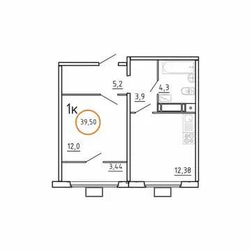1-к кв. Челябинская область, Челябинск ул. Блюхера, 2.3.1 (39.5 м)