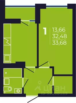 1-к кв. Башкортостан, Уфа ул. Михаила Зайцева, 4 (33.7 м)