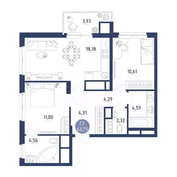 2-к кв. Рязанская область, Рязанский муниципальный округ, с. Дядьково ...