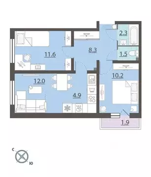 2-к кв. Свердловская область, Екатеринбург ул. Евгения Савкова, 44Б/2 ...