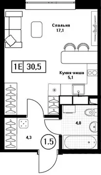 Студия Московская область, Пушкино Пушкино Град жилой комплекс, к2 ...