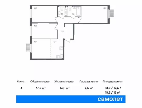3-комнатная квартира: Мытищи, улица Стрельбище Динамо, 10 (77.5 м)