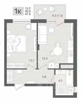 1-к кв. Калининградская область, Пионерский пос. Рыбное,  (41.5 м)