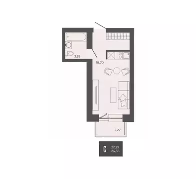 1-к кв. Пензенская область, Пенза ул. Тепличная, 55 (24.56 м)