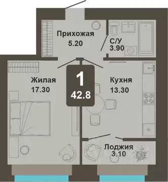 1-к кв. Чувашия, Чебоксары ул. И.П. Прокопьева (42.8 м)