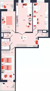 4-к кв. Тульская область, Тула ул. Академика Насоновой, 1А (99.6 м)