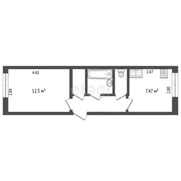 1-комнатная квартира: Тюмень, улица Белинского, 7 (30.2 м)