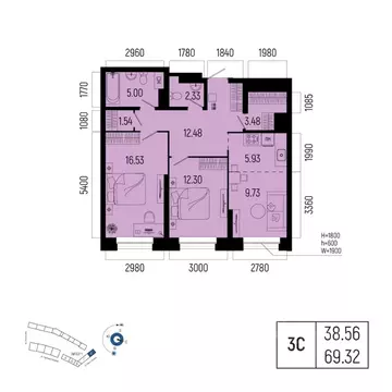 3-к кв. Башкортостан, Уфа Глумилино-1 мкр, Новатор жилой комплекс ...