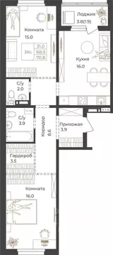 2-к кв. Алтай, Горно-Алтайск Социалистическая ул., 82 (70.8 м)