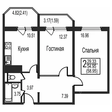 2-к кв. Московская область, Домодедово Востряково мкр, ул. Ледовская, ...