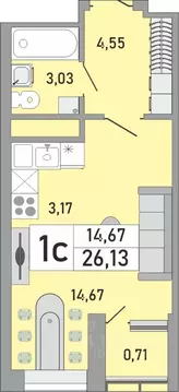 1-к кв. Башкортостан, Уфа Бакалинская ул., 9/1 (26.13 м)