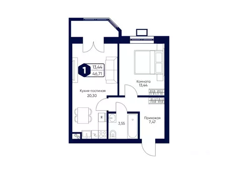1-к кв. Московская область, Дмитровский муниципальный округ, с. ...
