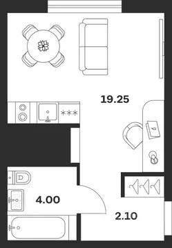 Студия Тульская область, Тула ул. Академика Насоновой, 18 (25.35 м)