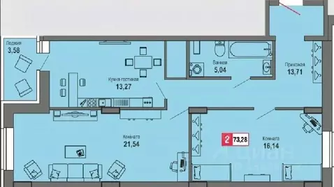 2-к кв. Тверская область, Тверь Брусилово мкр,  (73.28 м)