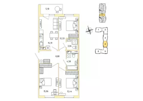 3-к кв. Ленинградская область, Гатчина Въезд мкр,  (74.09 м)