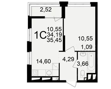 1-к кв. Рязанская область, Рязань ул. Чкалова (34.19 м)