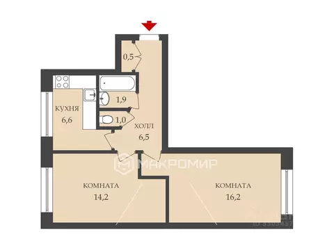 2-к кв. Санкт-Петербург просп. Славы, 7К1 (47.0 м)