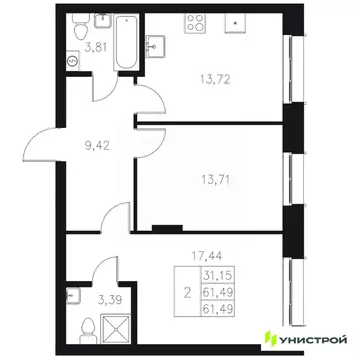 2-к кв. Татарстан, Казань Адмиралтейская Слобода мкр, Статум жилой ...