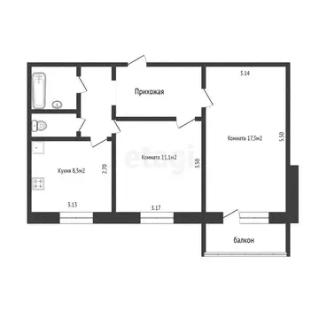 2-комнатная квартира: Белгород, бульвар Юности, 3А (51.4 м)