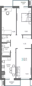 3-к кв. Крым, Симферопольский район, Гвардейское пгт, Республика жилой ...