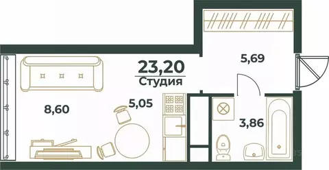 Студия Башкортостан, Уфа ул. Ивана Спатара (23.2 м)