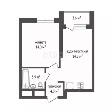 1-к кв. Тюменская область, Тюмень ул. Евгения Войнова, 3 (38.7 м)