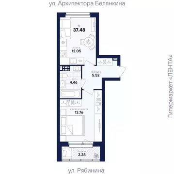 1-к кв. Свердловская область, Екатеринбург Академический мкр, ...