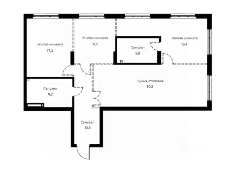 3-к кв. Пензенская область, Пенза Велларт Сити жилой комплекс (101.6 ...