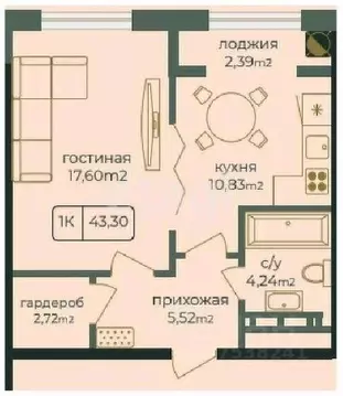 1-к кв. Дагестан, Каспийск просп. Акулиничева (43.3 м)