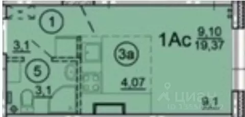 Студия Ярославская область, Ярославль ул. Дядьковская, 16А (19.4 м)