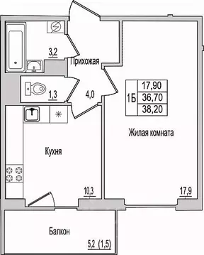1-к кв. Псковская область, Псков ул. Юности, 10к2 (38.2 м)
