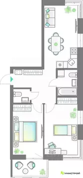 2-к кв. Татарстан, Казань Лето жилой комплекс (60.24 м)