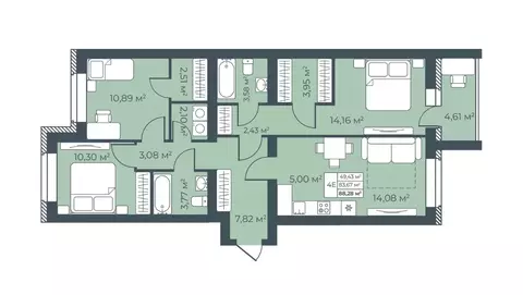 4-к кв. Воронежская область, Бобров  (88.28 м)