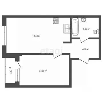 1-к кв. Тюменская область, Тюмень Полевая ул., 117к8 (41.0 м)