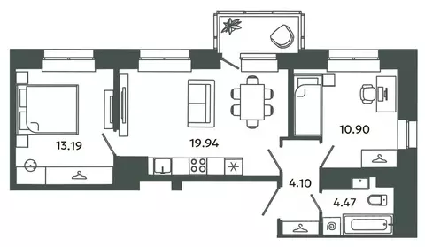 2-к кв. Ленинградская область, Ломоносовский район, Аннинское ...