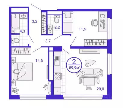 2-к кв. Свердловская область, Екатеринбург Уктус жилрайон, Астон ...