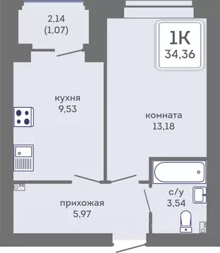 1-к кв. Пермский край, Пермь Кировоградская ул., 28 (34.36 м)
