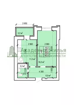 1-комнатная квартира: Энгельс, Новобазарная улица, 1 (40.4 м)
