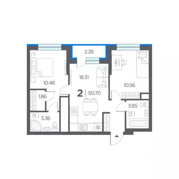 2-к кв. Рязанская область, Рязанский район, Дядьковское с/пос, с. ...
