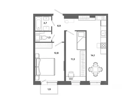 2-к кв. Ханты-Мансийский АО, Сургут ул. Ивана Захарова, 16 (49.1 м)
